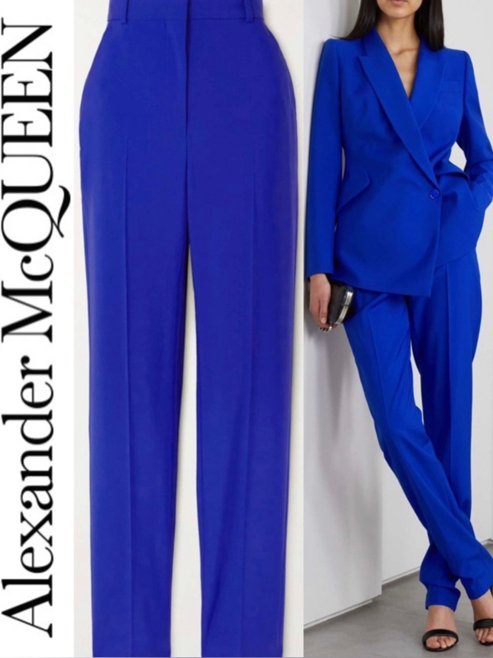 Alexander McQueen Cobalt Blue Tailored Blazer and Trousers